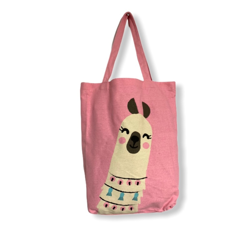 Llamas Print Canvas Tote Bag